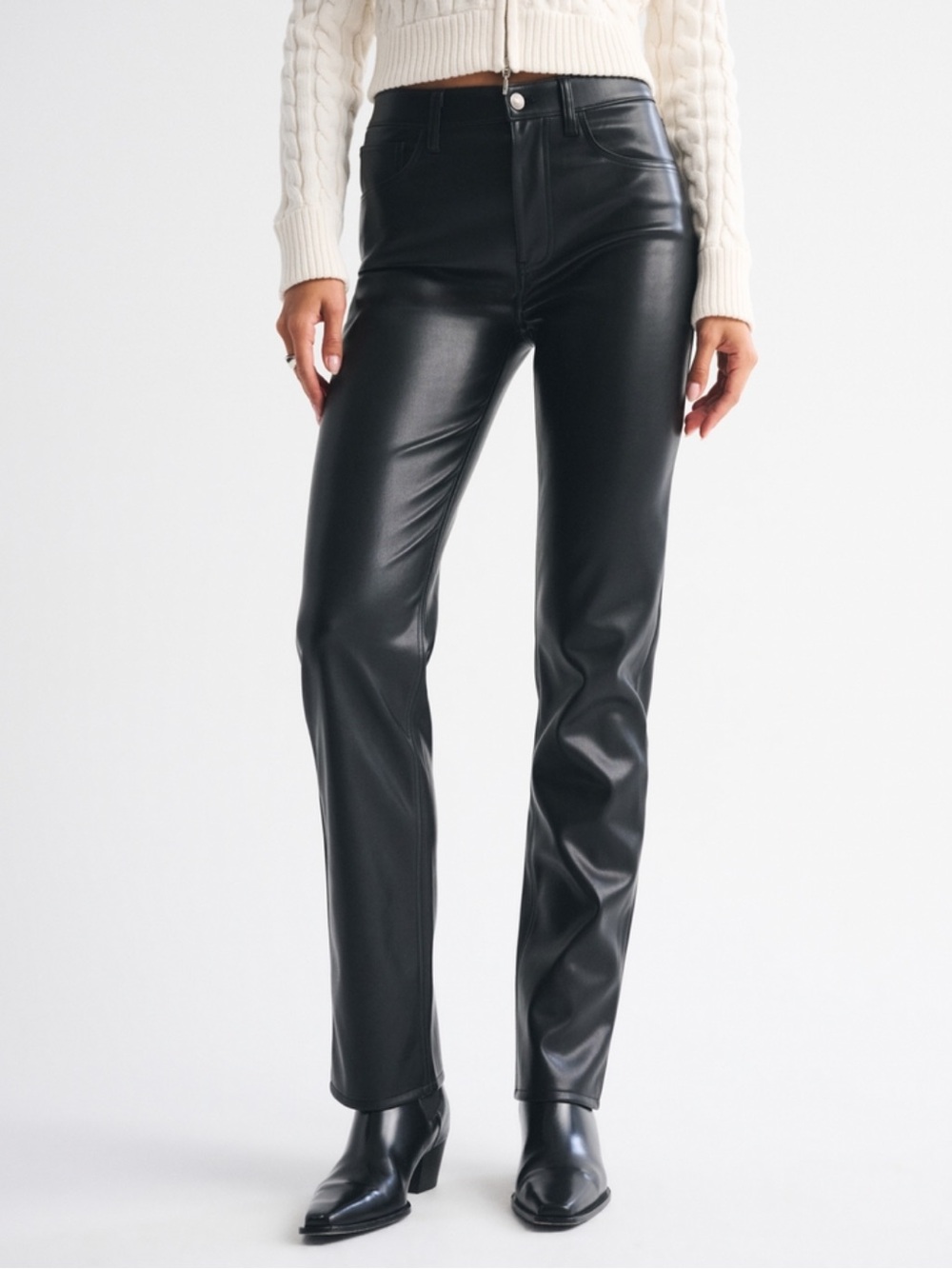 Abercrombie & Fitch High Rise Straight-Leg Vegan Leather Pants